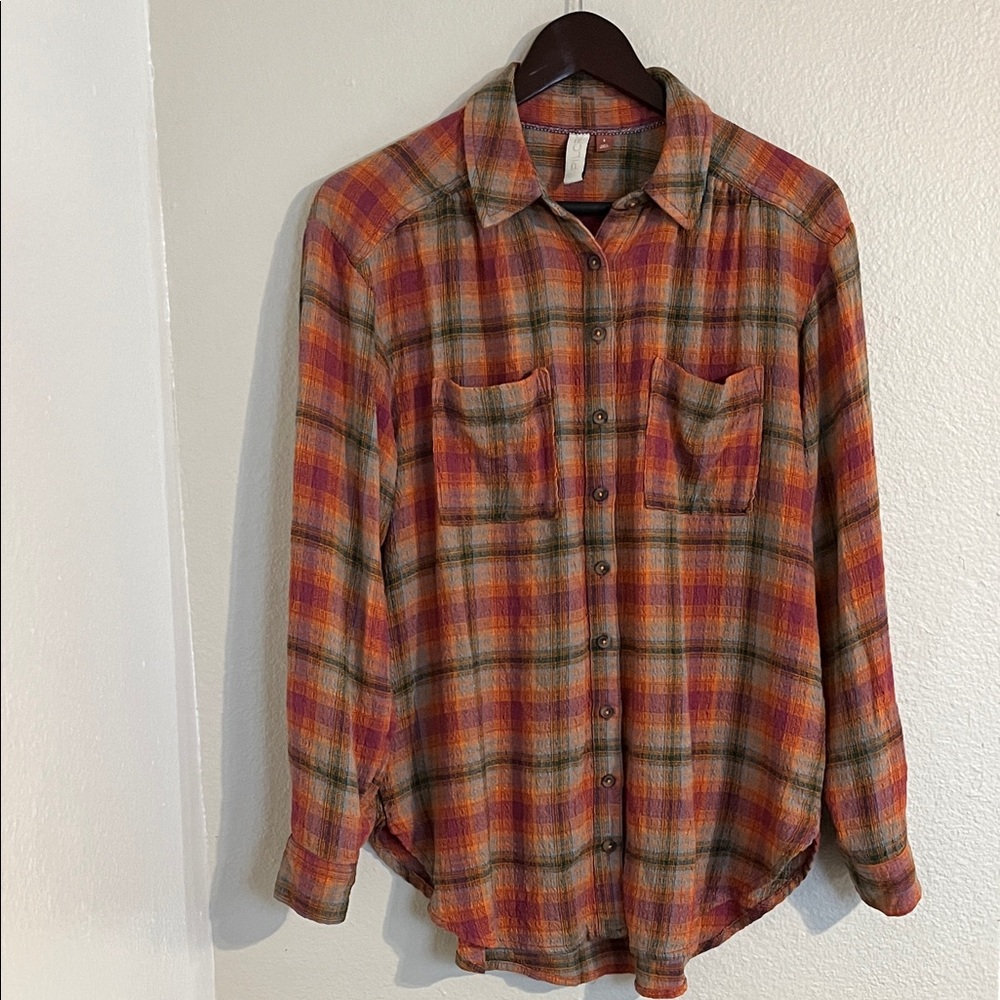 Pilcro Anthropology Plaid Shirt Button Up Long Sleeve Oversized